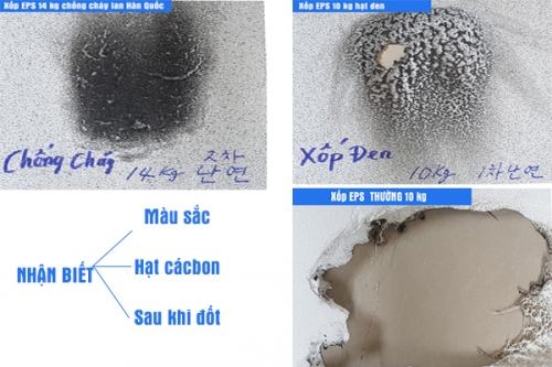 NHẬN BIẾT XỐP EPS  CHỐNG CHÁY VÀ  EPS THƯỜNG